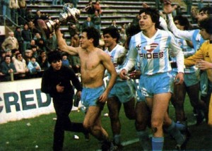 Agosto de 1987. Sus primeros partidos en Racing. Triunfo amistoso ante Boca en Vélez Sársfield. 