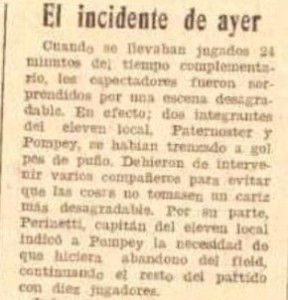 Suelto sobre el incidente de junio de 1931: Natalio expulsó a su propio compañero Juan Pompey.